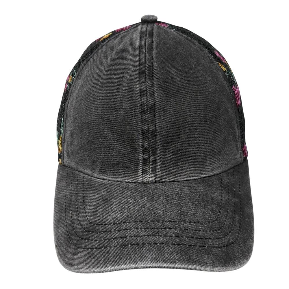 Mudd Ponytail Trucker Hat Multicolor One Size Adjustable Mesh Back Floral Blank